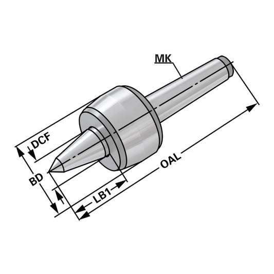 Revolving lathe centre | MK 4 with extended point