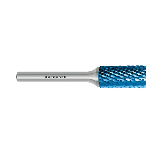 Tungsten carbide burr Blue-Tec coated ZYA/ HP-6 d1=6 / l2=18 / d2=6 / l1=50mm