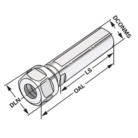 Collet chuck with straight shank ER20 - 1/13 - 50 | Ø = 25