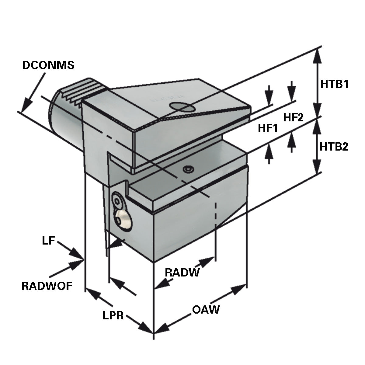 Radial toolholder - form B4 overhead left short B4 - 16 x 12 x 24