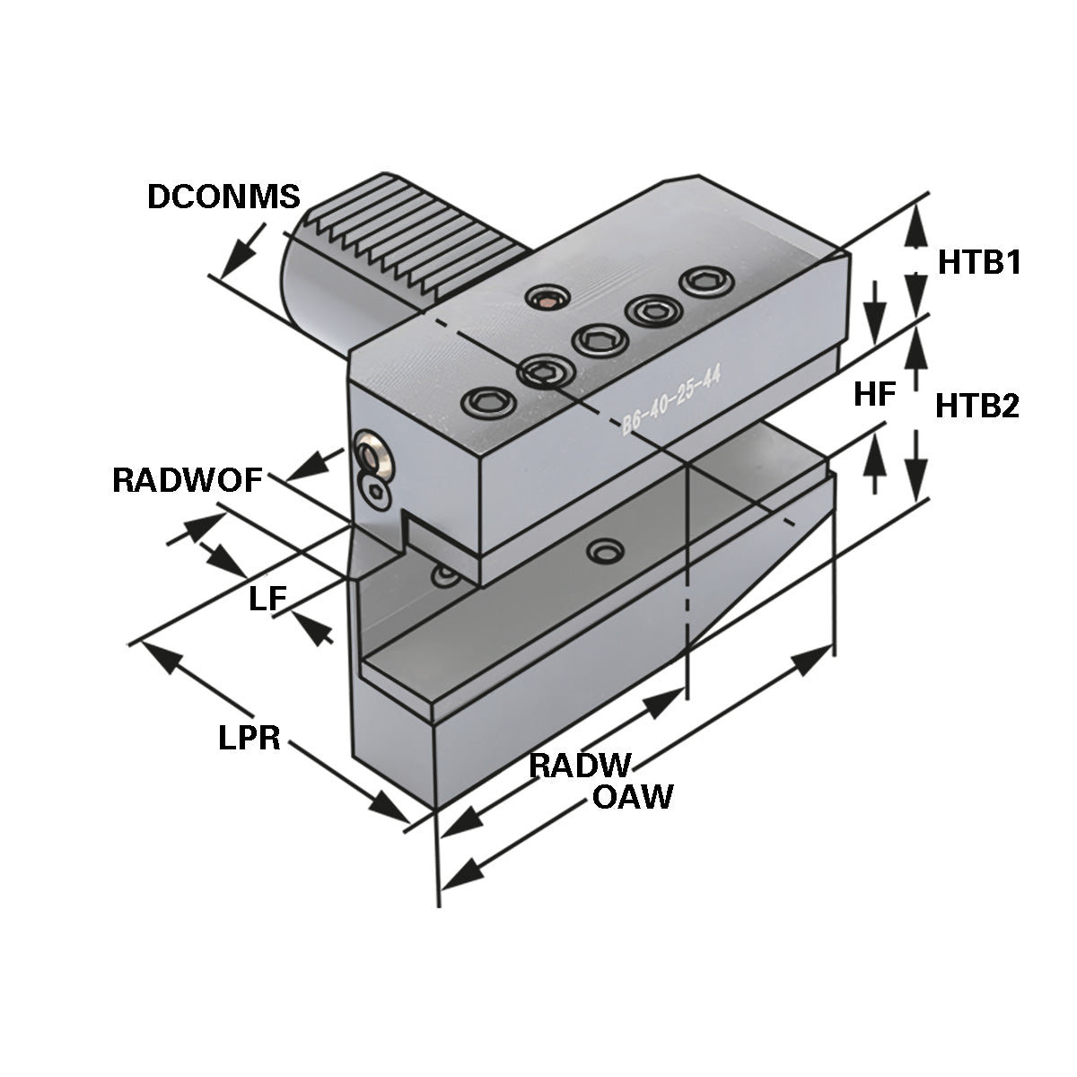 Radial toolholder - form B6 left long B6 - 20 x 16 x 30