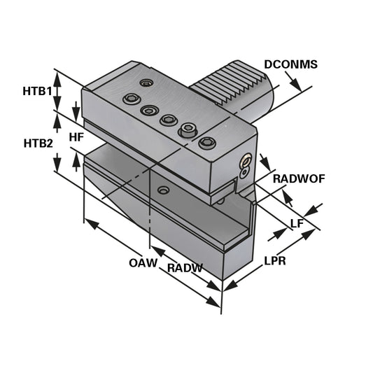 Radial toolholder - form B5 right long B5 - 25 x 16 x 30