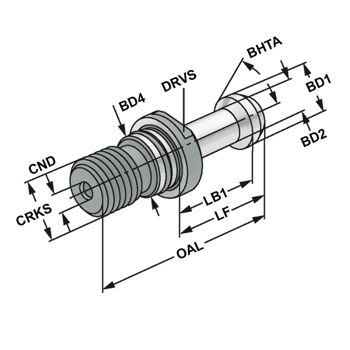 Pull studs ~ISO 7388-3 | Form JD | M12 | 60° | with drill through | without O-ring
