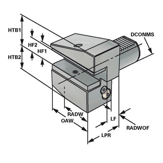 Radial toolholder - form B3 overhead right short B3 - 30 x 20 x 40