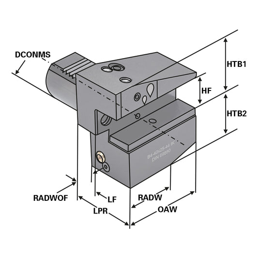 Radial toolholder - form B4 overhead left short B4 - 30 x 20 x 40