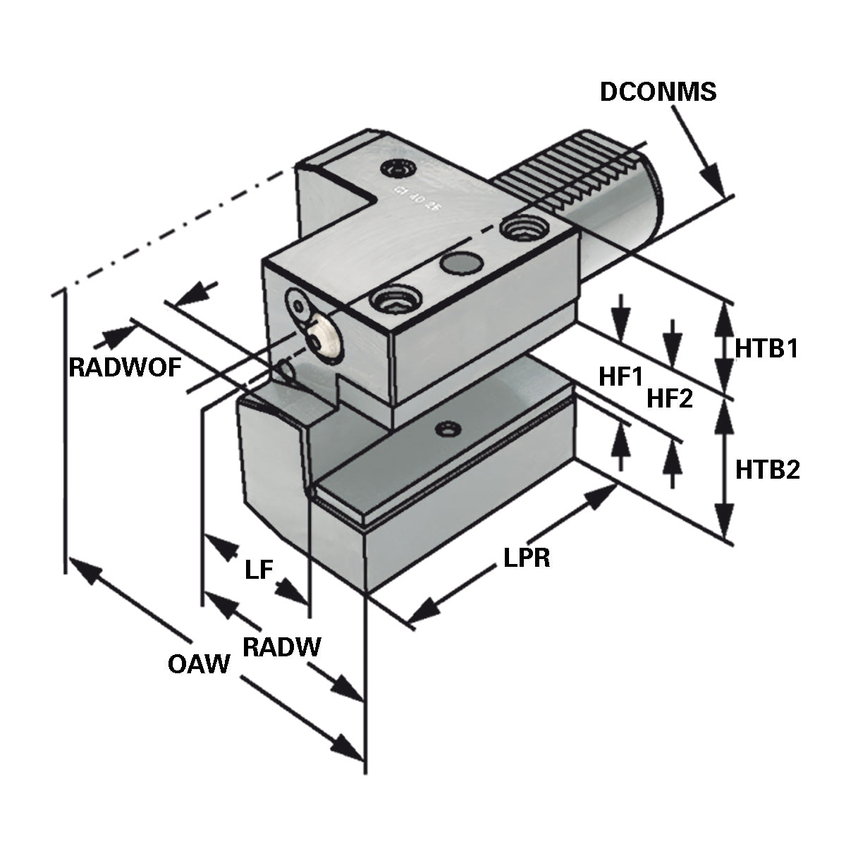 Axial toolholder - form C1 right C1 - 30 x 20