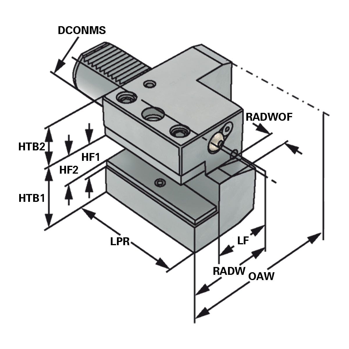 Axial toolholder - form C2 left C2 - 30 x 20