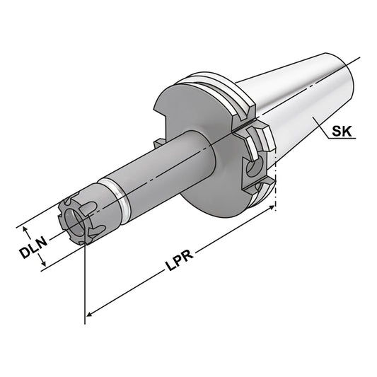 ER-Collet chuck SK 40 - 2/16 - 70 | ER 25 | Mini