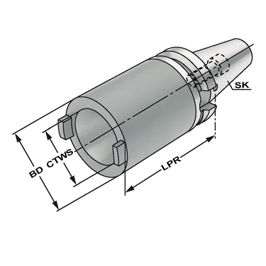 Zwischenhülse für Steilkegel BT 40 - SK 30 - 60