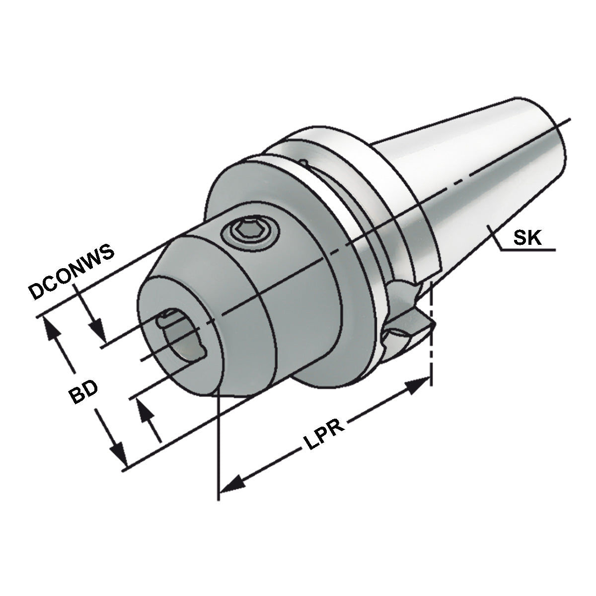 End mill holder Weldon with cooling channels BT 40 - 12 - 63