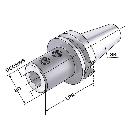 Boring holder for drills with indexable inserts BT 40 - 32 - 80