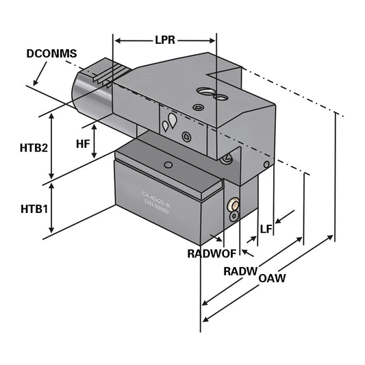 Axial toolholder - form C4 overhead left C4 - 40 x 25