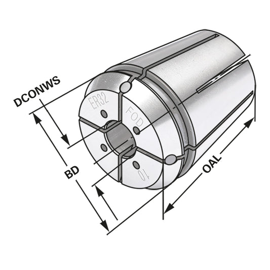 ER-Collet with cooling channel holes ER32 | 470EC | < 15µm | Ø 4