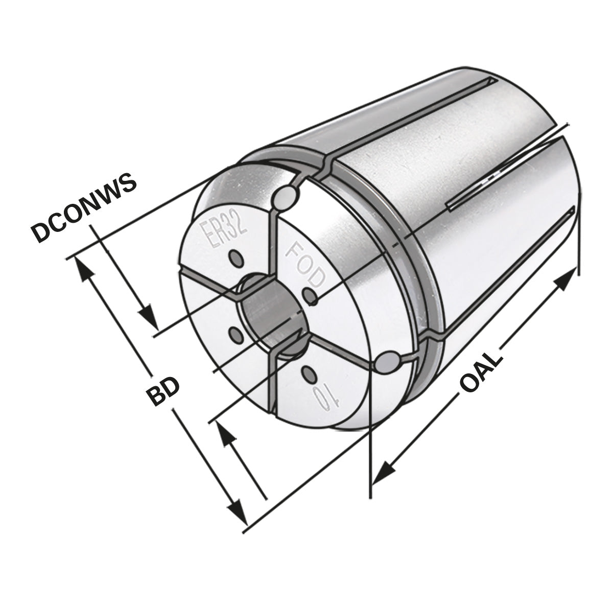 ER-Collet with cooling channel holes ER32 | 470EC | < 15µm | Ø 10