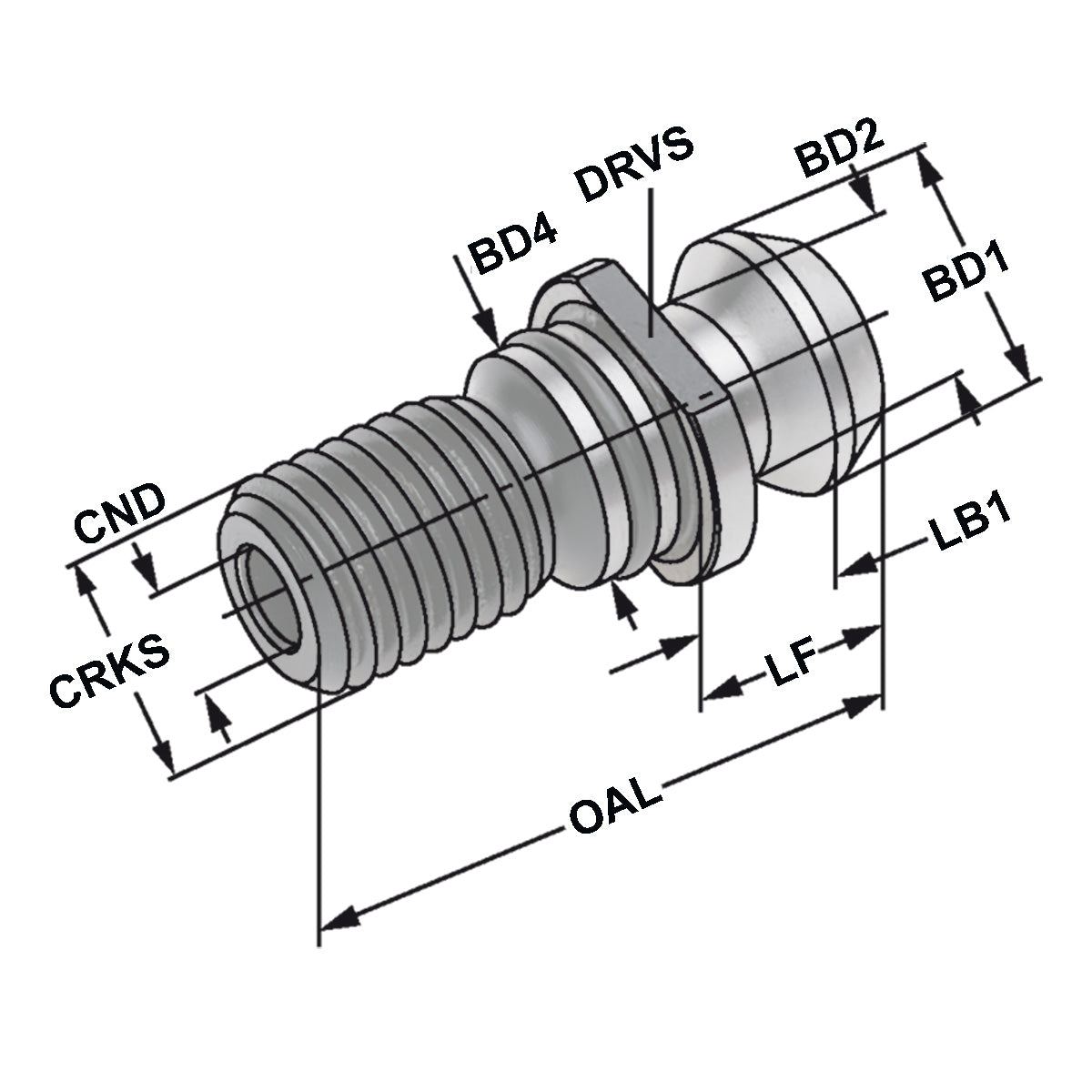 Pull studs CAT metric | M24 | for high-pressure cooling