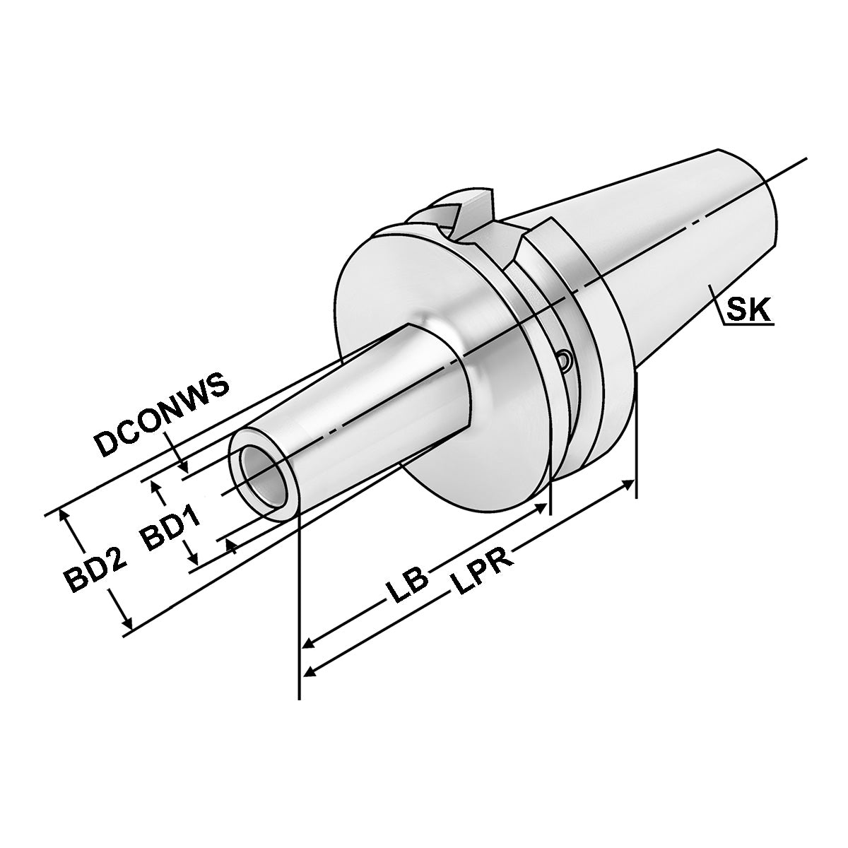 Milling arbors for screw-in cutters BT 50 - M12 - 188 - LB150