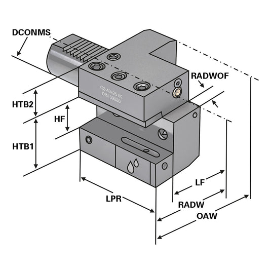 Axial toolholder - form C2 left C2 - 50 x 32