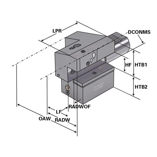 Axial toolholder - form C3 overhead right C3 - 50 x 32