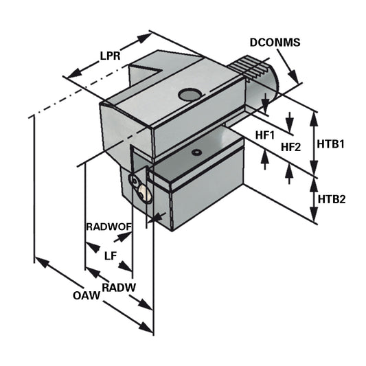 Axial toolholder - form C3 overhead right C3 - 50 x 32