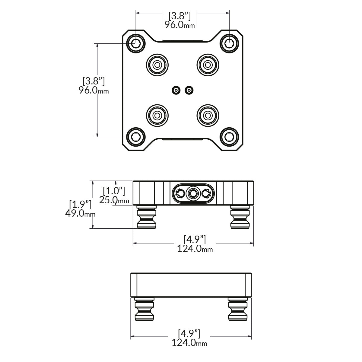 Zero-Point Plate - Adapter - 96 to 52 124,0mm x 124,0mm x 25,0mm