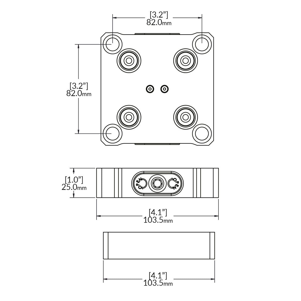 Zero-Point Plate - 52mm - RockLock 103,5mm x 103,5mm x 25,0mm