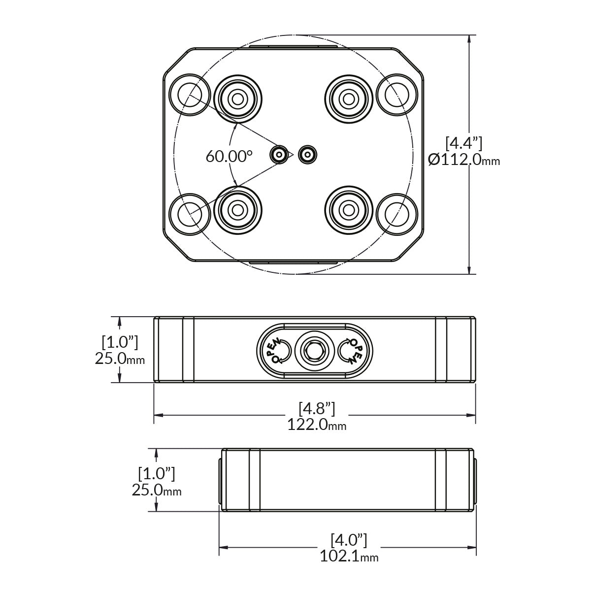 Zero-Point Plate - 52mm - RockLock 122-0mm x 102-1mm x 25mm