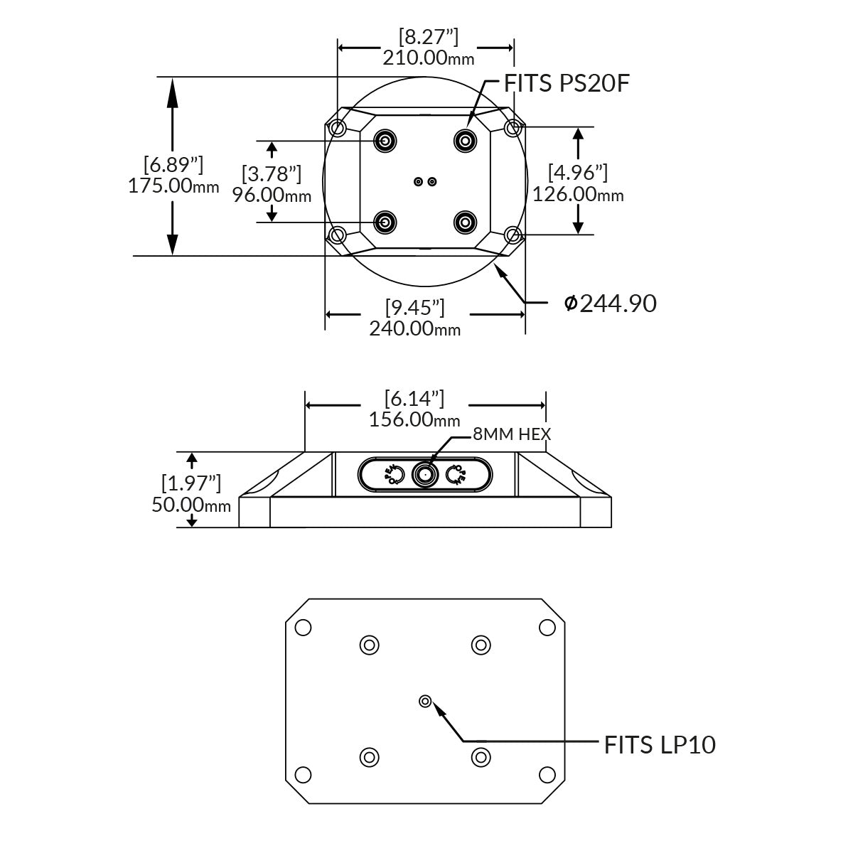Single-Riser - 96mm - RockLock 175mm x 240mm x 50mm