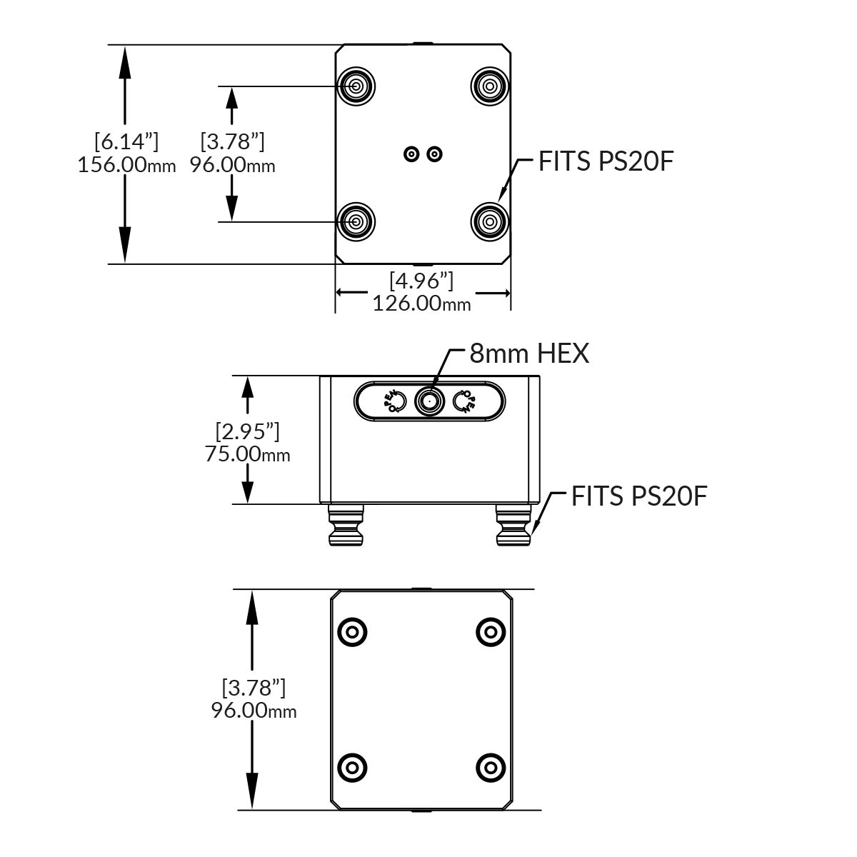 Zero-Point-Riser - 96mm - RockLock 158mm x 126mm x 75mm