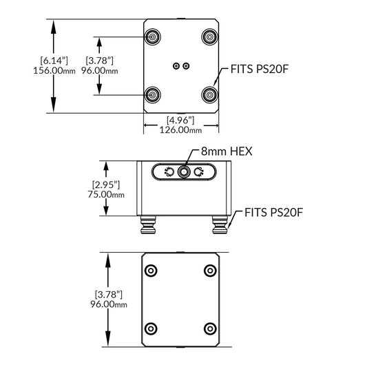 Zero-Point-Riser - 96mm - RockLock 158mm x 126mm x 75mm