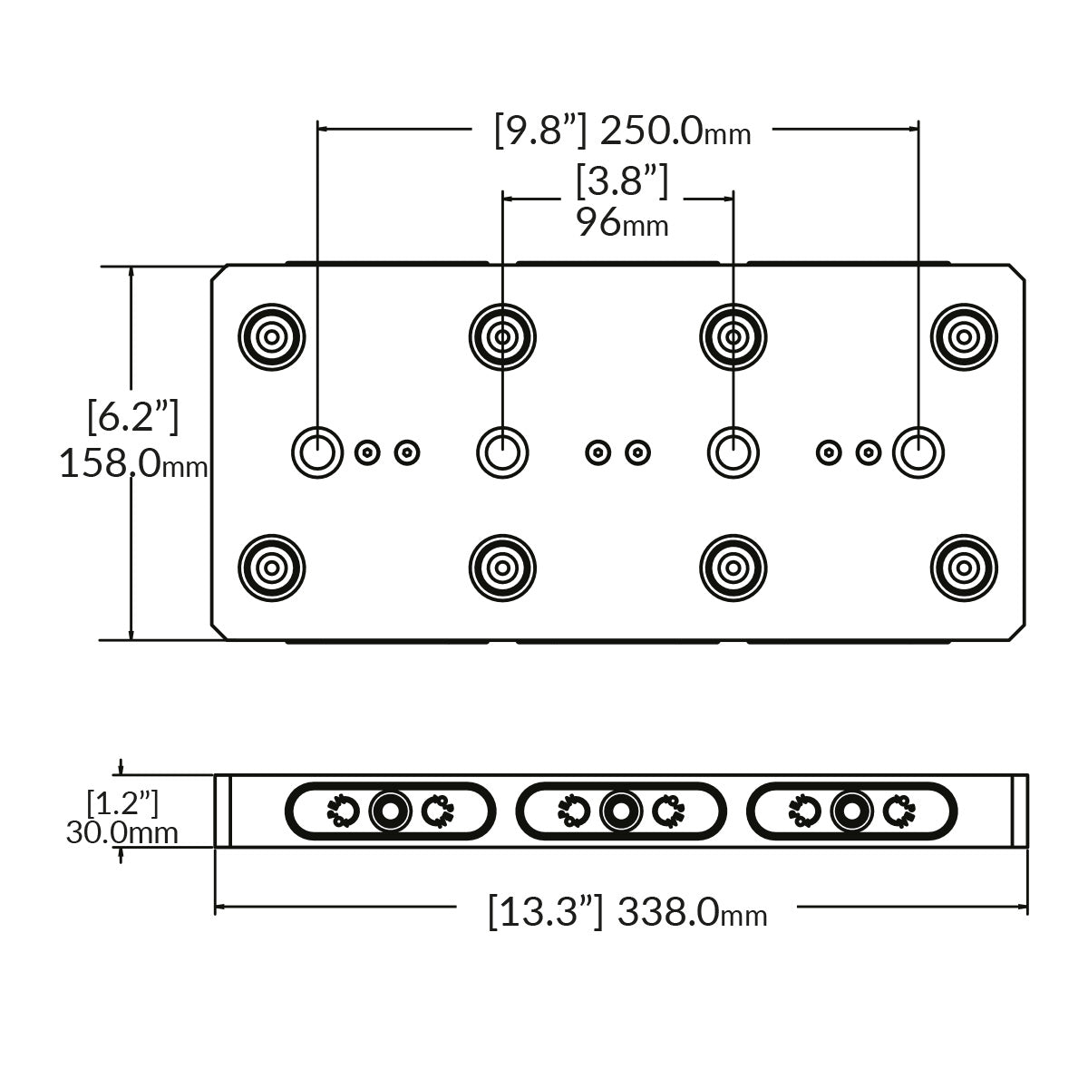 Zero-Point Multi Plate - 96mm - RockLock 158mm x 338mm x 30mm