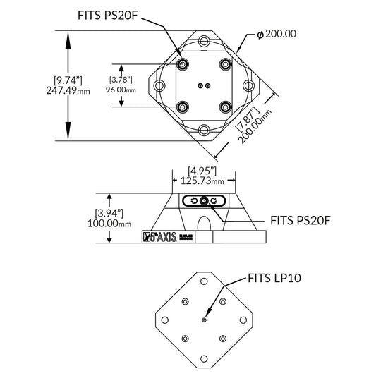 Zero-Point-Riser - 96mm - RockLock 200mm x 200mm x 100mm