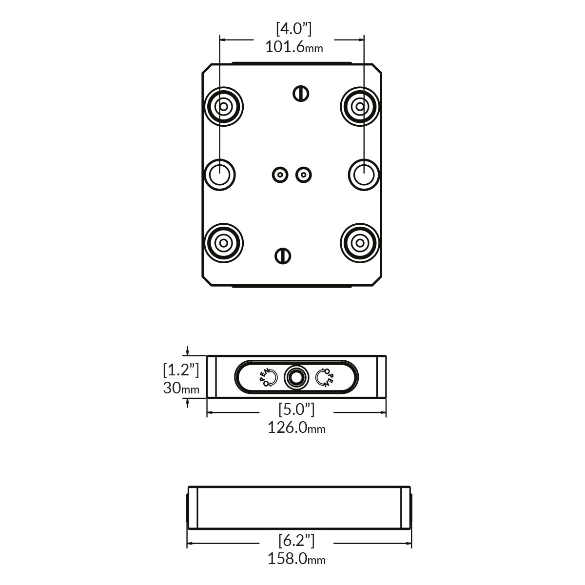 Zero-Point Plate - 96mm - RockLock 158mm x 126mm x 30mm