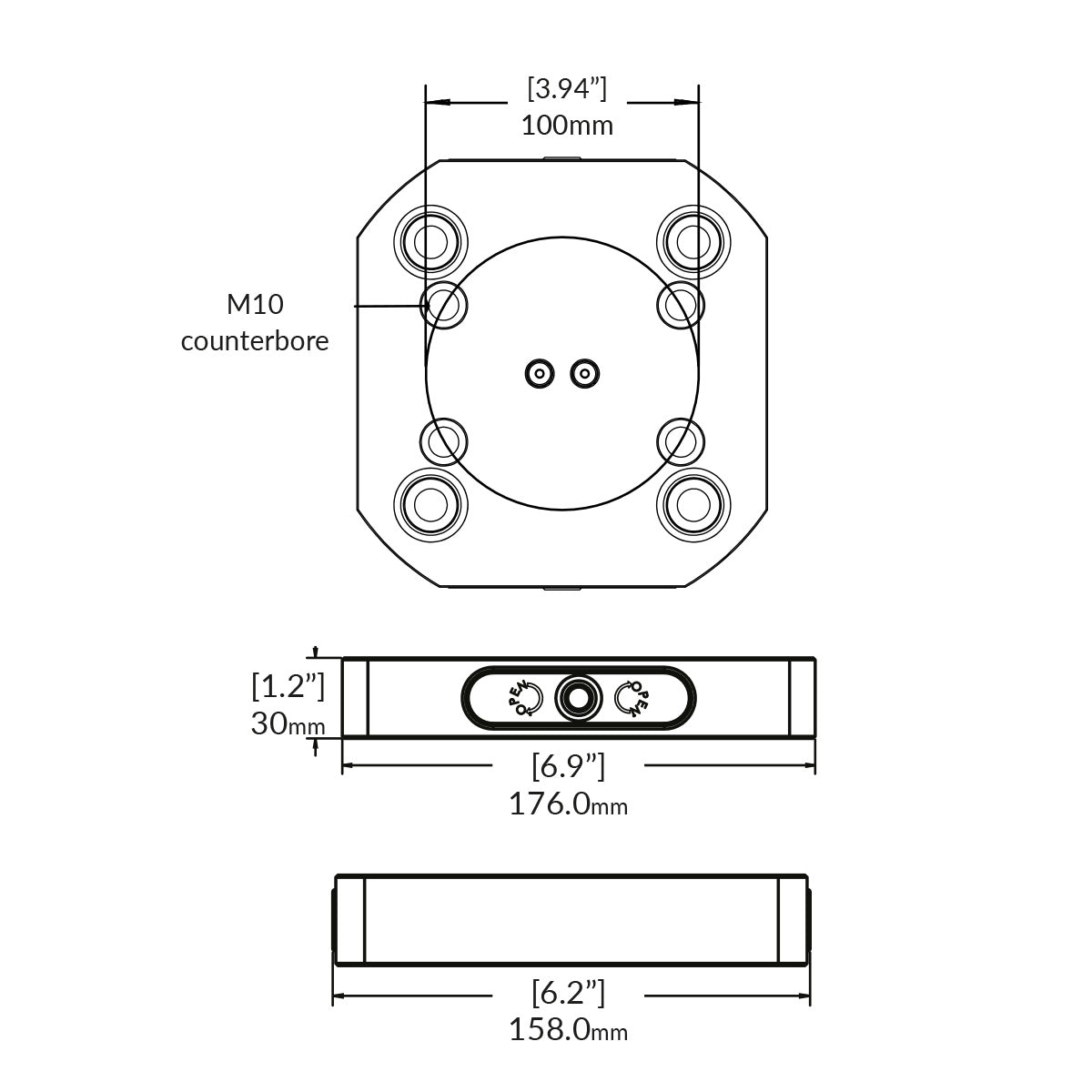 Zero-Point Plate - 96mm - RockLock 158mm x 150mm x 30mm