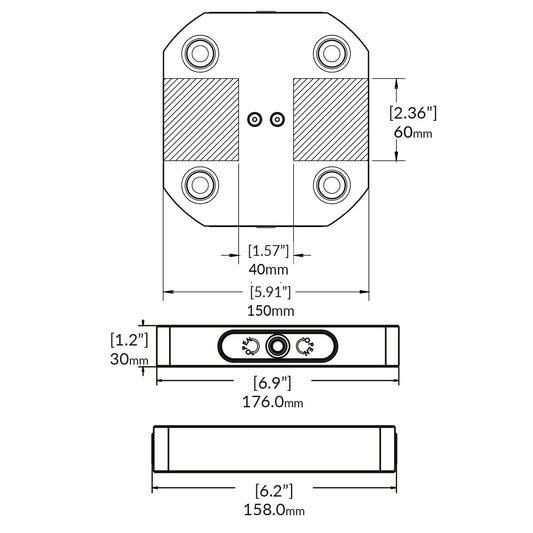 Zero-Point Plate - 96mm - RockLock 158mm x 150mm x 30mm