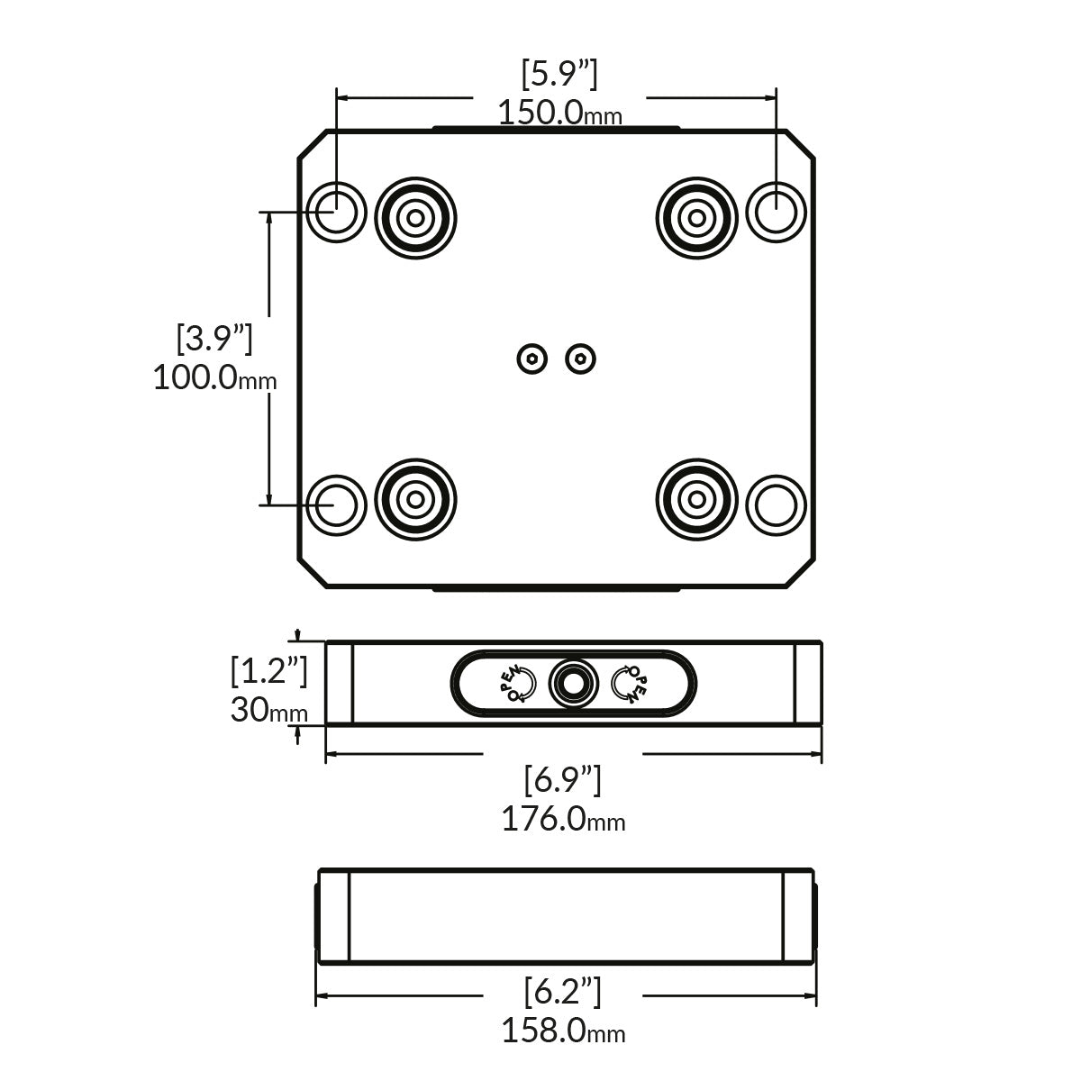 Zero-Point Plate - 96mm - RockLock 158mm x 176mm x 30mm