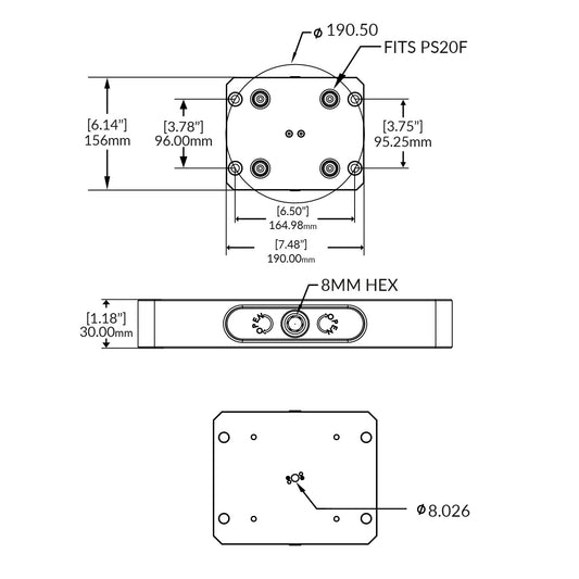 Zero-Point Plate - 96mm - RockLock 190mm x 156mm x 30mm