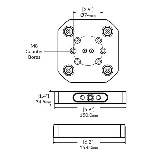 Zero-Point Plate - 96mm - RockLock 150mm x 158mm x 34.5mm
