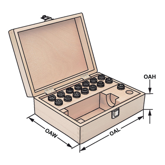 Collet sets 462E (OZ25; 15 parts) in wooden box DIN 6388 (ISO 10897)