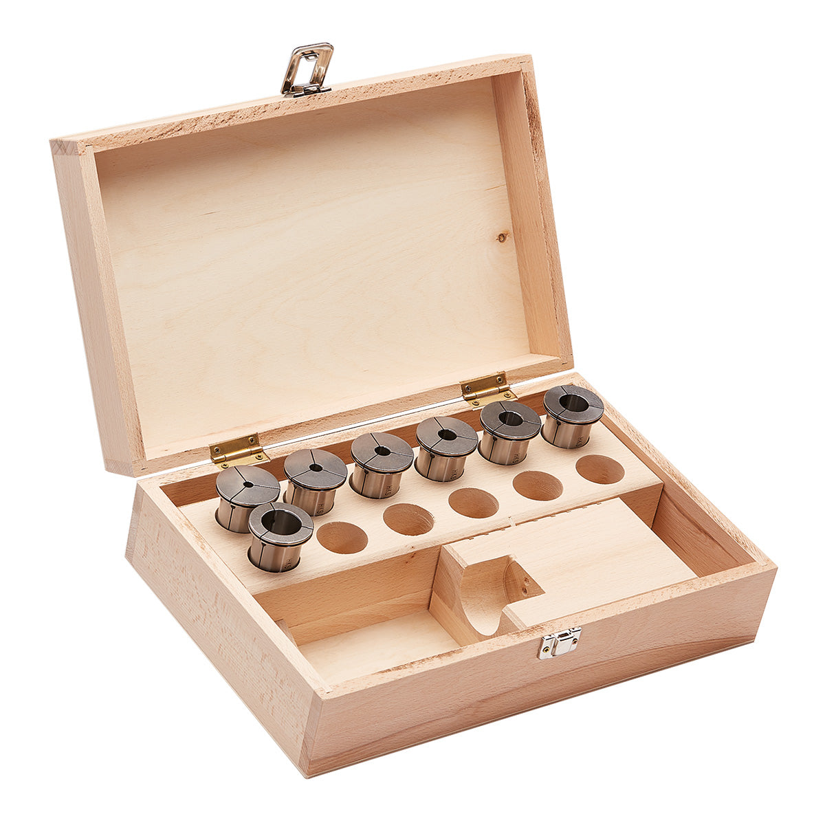 Reduction sleeves for HKS milling chucks 5 pcs set in wooden case