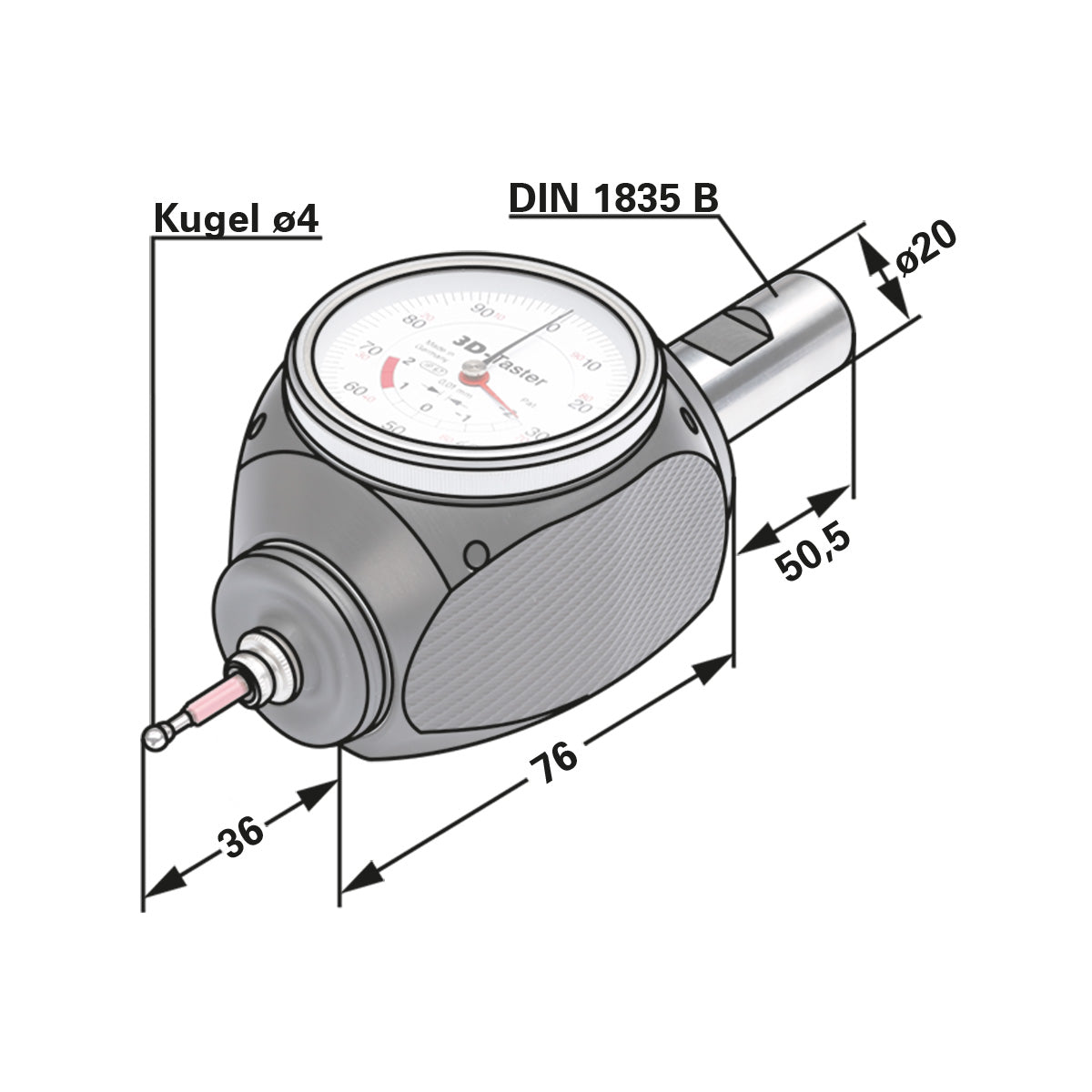 Edge finder mechanical 3D 20 - 4 - 162,50