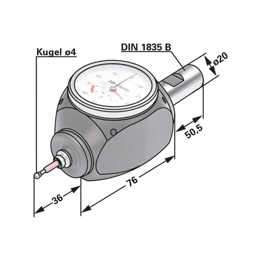 Edge finder mechanical 3D 20 - 4 - 162,50