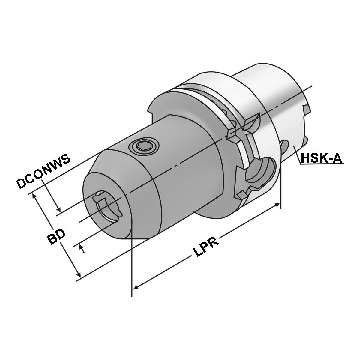 End mill holder Weldon with cooling channels HSK 100 - 12 - 80