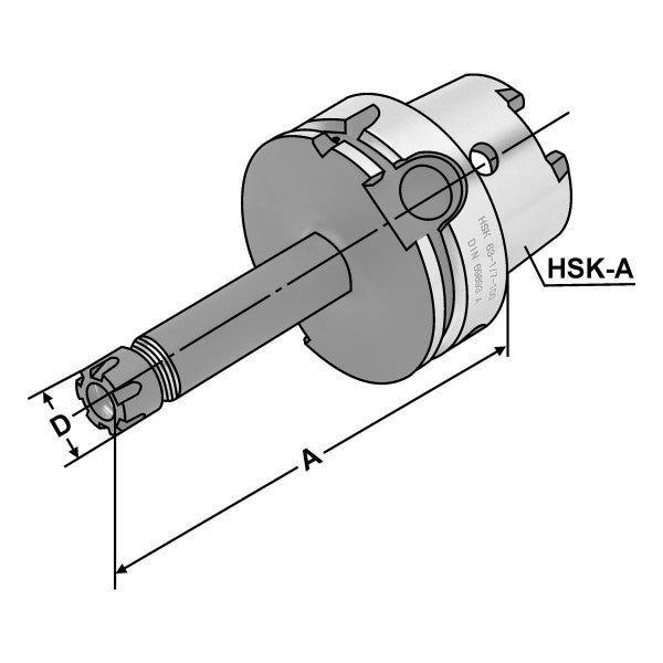 ER-Collet chuck HSK 63 - 1/10 - 100 | ER 16 | Mini