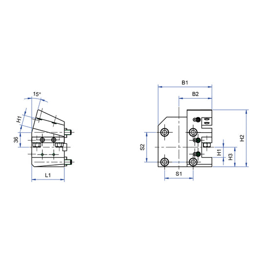 Toolholder with square-multi-receptacle