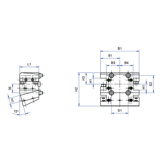 Toolholder with square-multi-receptacle