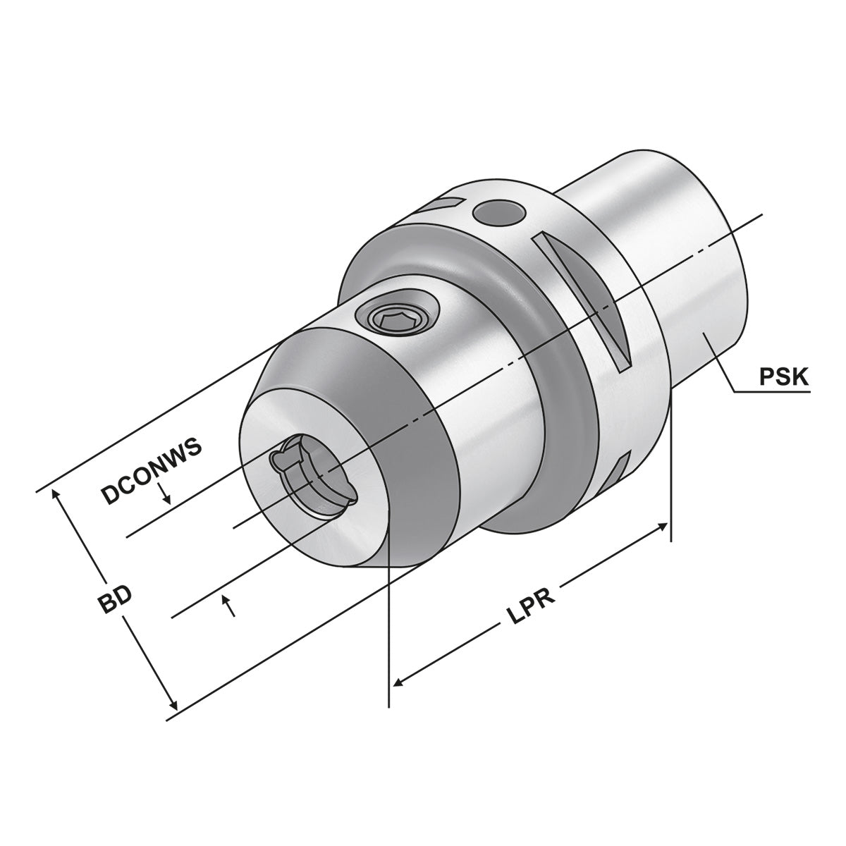 End mill holder Weldon with cooling channels PSK 63 - 08 - 100