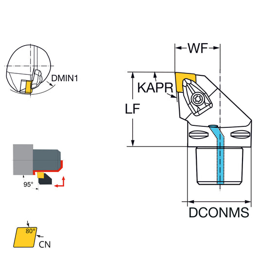 External turning tool 95° CN..19 PSC63-DCLNL-45065-19