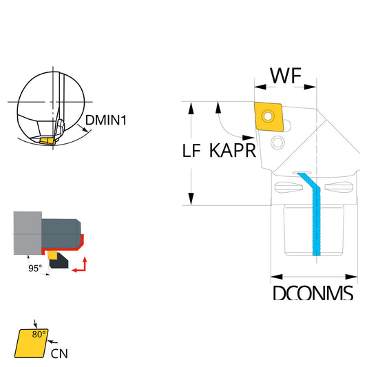 External turning tool 95° CN..19 PSC63-PCLNL-45065-19