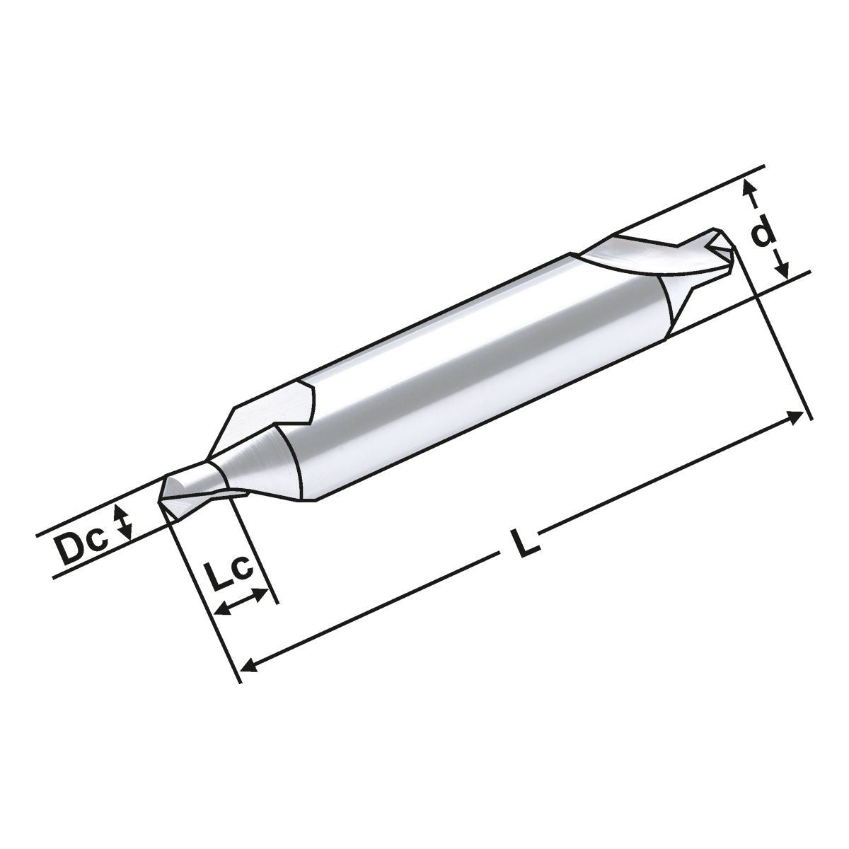 Solid carbide center drill 1,25mm / 3mm 60°