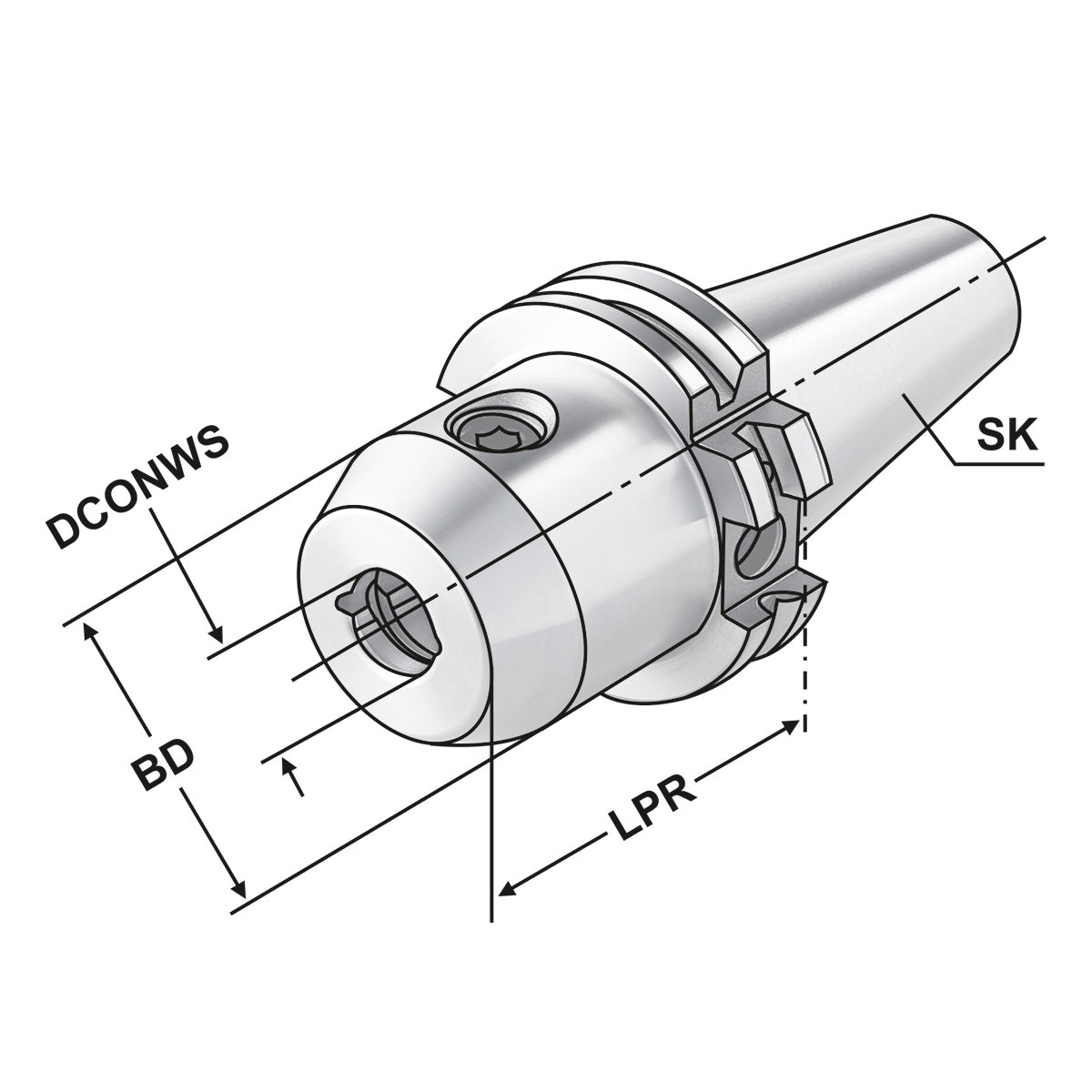 End mill holder Weldon with cooling channels SK 40 - 18 - 63
